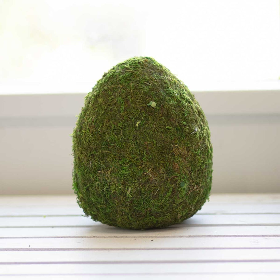 Green moss egg decor with a natural organic shape