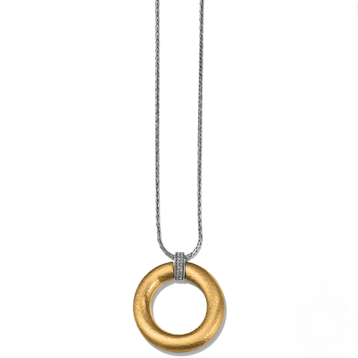 Meridian Geo Pendant Necklace with a hammered gold-tone ring on a silver-tone chain.