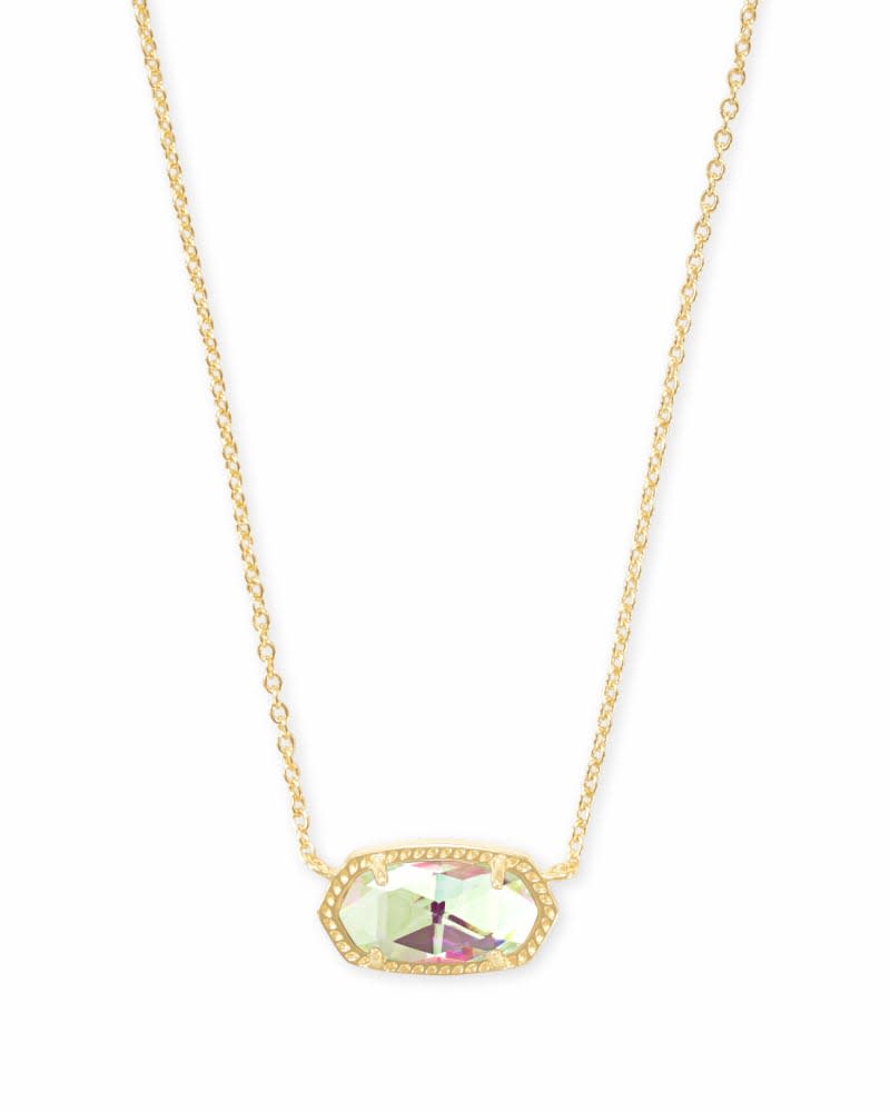 Elisa Short Pendant Necklace in gold-toned metal with a sliding bead chain closure.