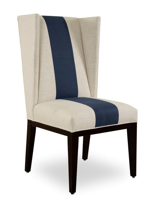 Carson Host Chair in plain fabric with a traditional high-back silhouette