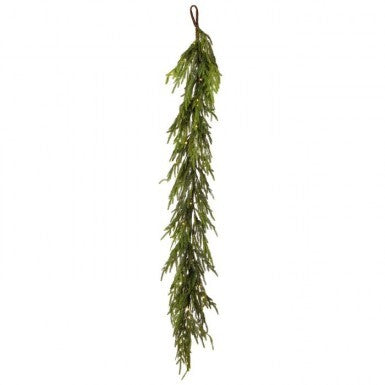 60-inch LED Norfolk Pine Garland with natural green plastic needles and a hanging loop.