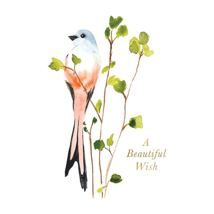 Scissortail Branch birthday card with glitter foil accents and text reading Happy Birthday