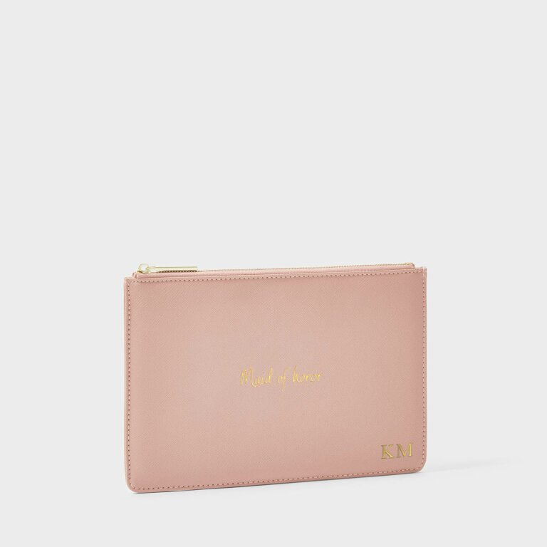 Soft vegan leather bridal pouch with contrasting gold-tone hardware
