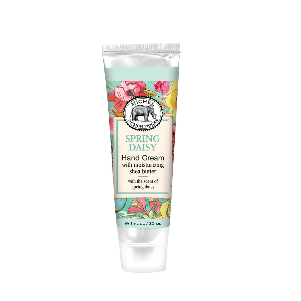 Mini tube hand cream in honey almond scent with shea butter.
