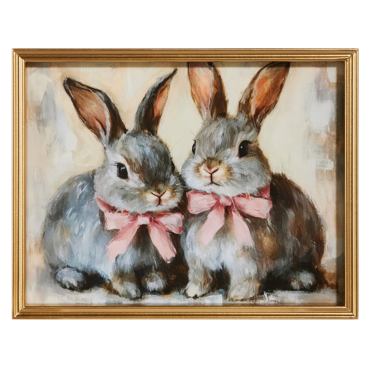 Framed wall art featuring a wood-silhouette Easter bunny with natural grain texture.