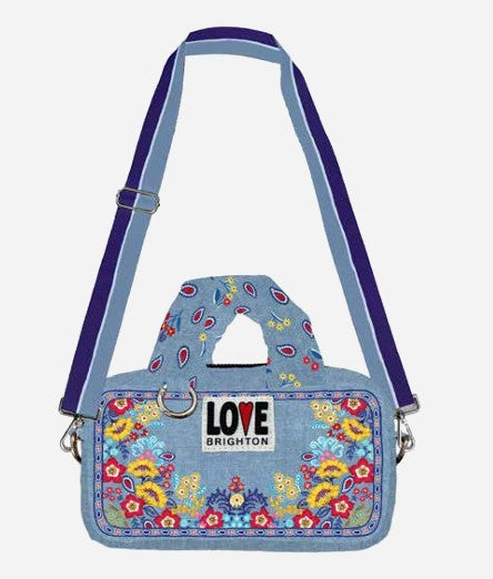 Bandana Love Crossbody bag in black canvas with adjustable strap