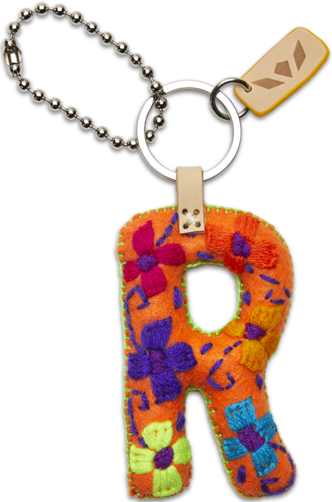 Felt letter charm in bright yellow with attached silver chain