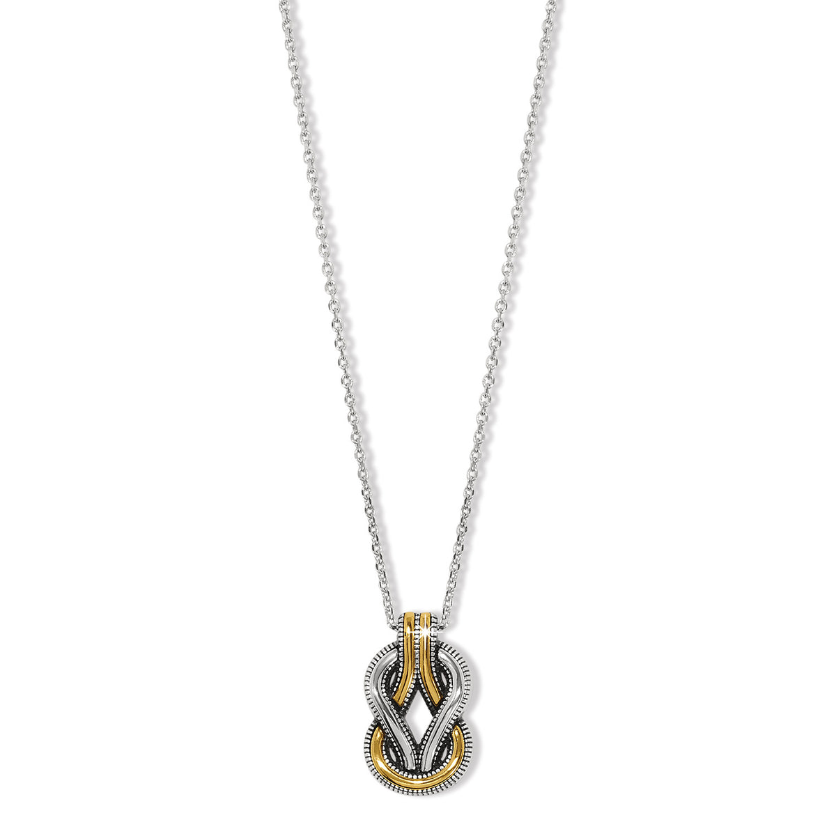 Adjustable two-tone silver and gold necklace with lobster claw closure