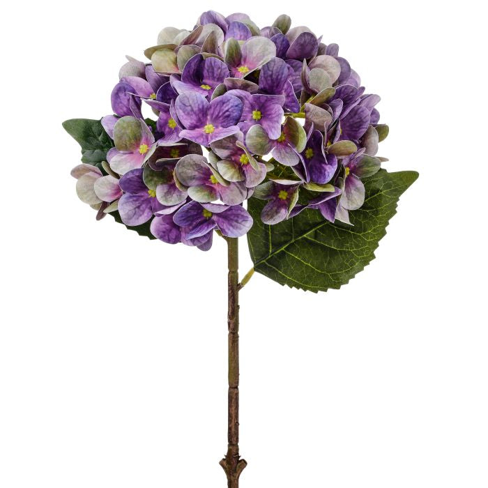 PE Hydrangea stem planter in white with a realistic hydrangea flower silhouette.