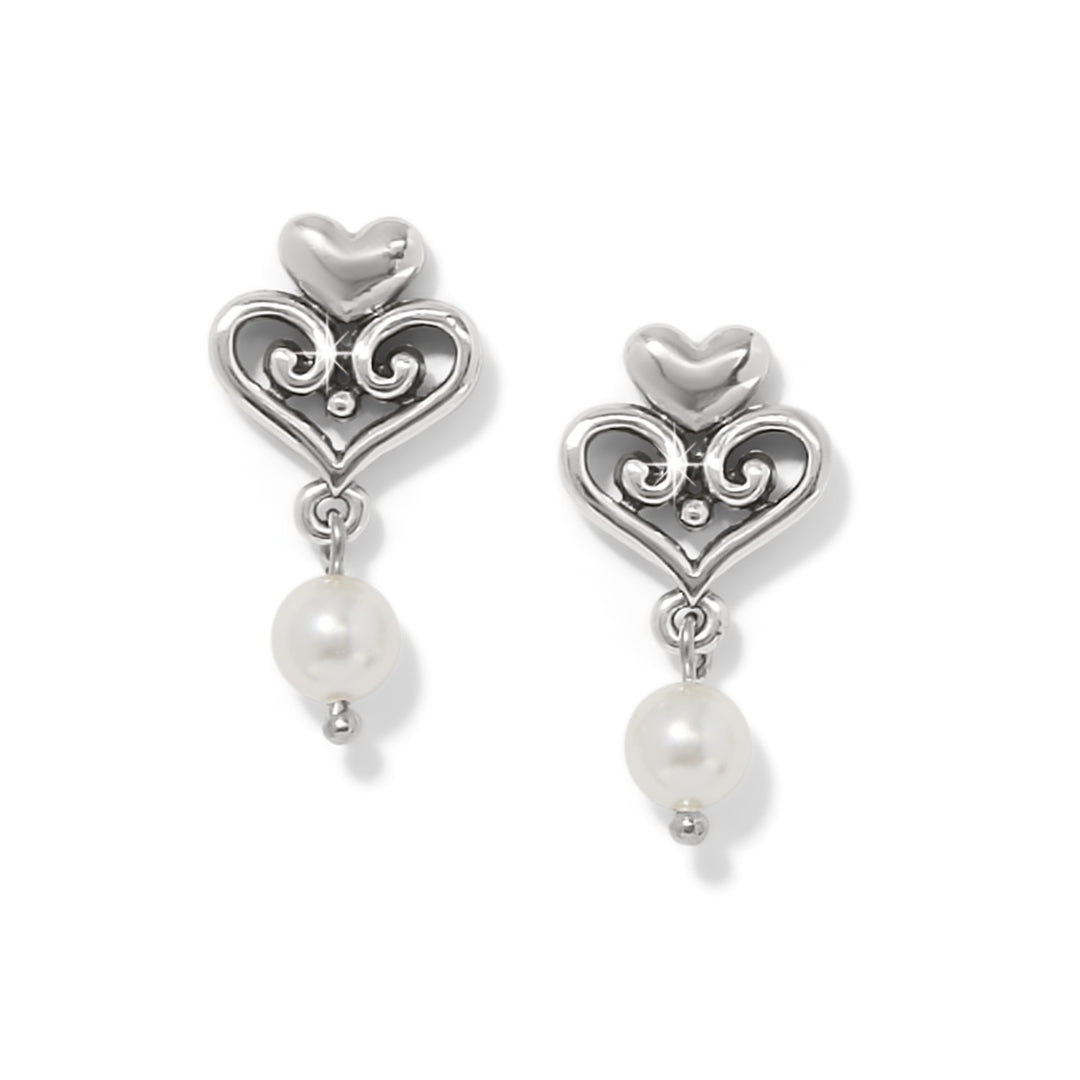 Silver-plated post earrings featuring a flat disc back with a fine quality glass pearl drop.