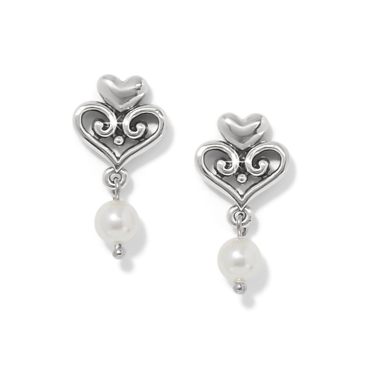 Silver-plated post earrings featuring a flat disc back with a fine quality glass pearl drop.