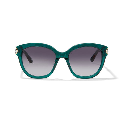 Round emerald green sunglasses with gradient lenses and silver-plated accents on the temples.