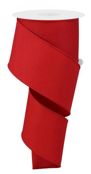 Red diagonal weave fabric swatch made from 100% polyester.