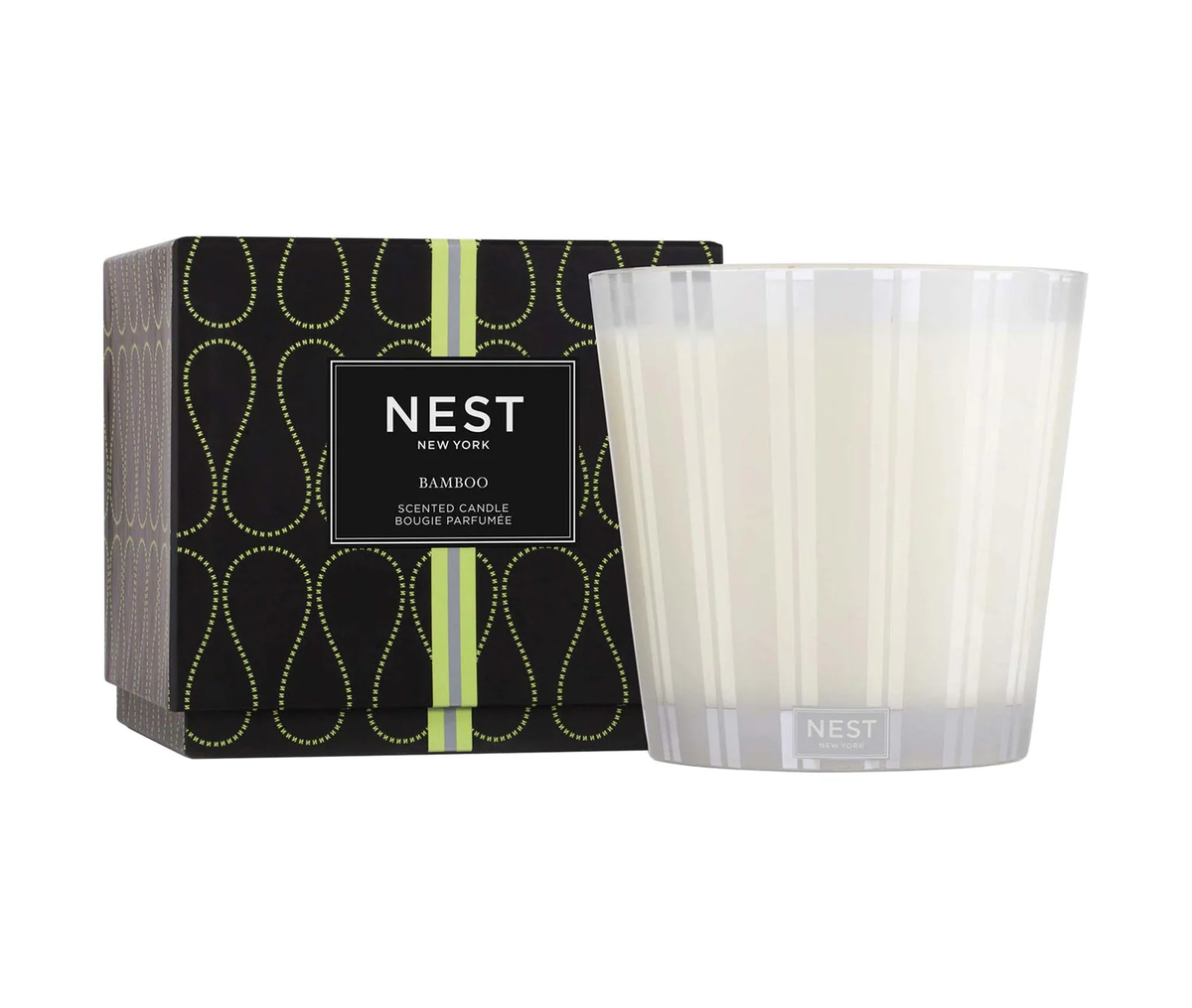 Nest Luxury four-wick candle in a reusable glass holder with cotton wicks.