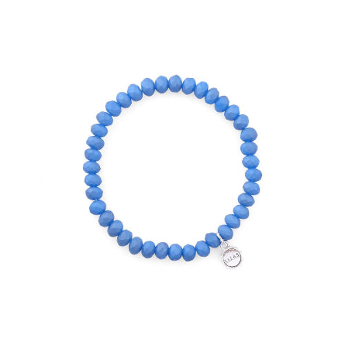 Stretchy bracelet with faceted glass beads in mixed colors.
