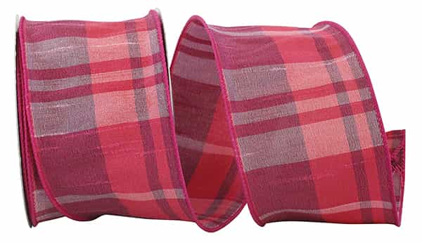 Sherbert Plaid wired edge fuchsia rug with a 2-1/2x10Y size and plaid pattern.