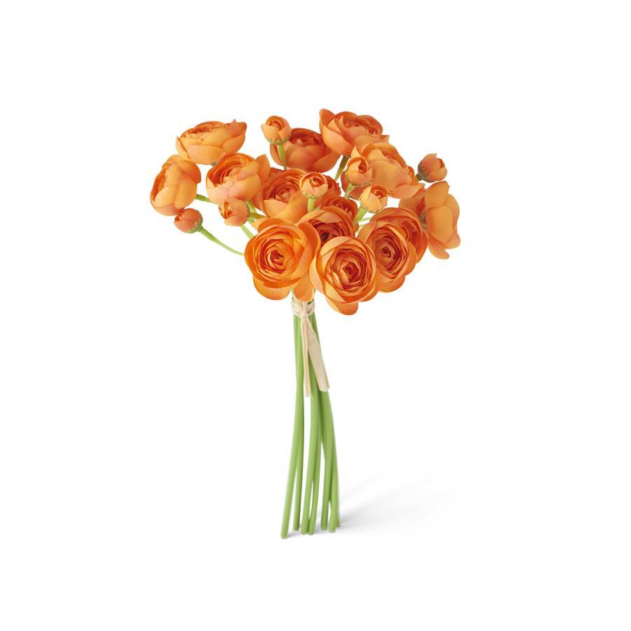 Orange fabric ranunculus flower with wire structure