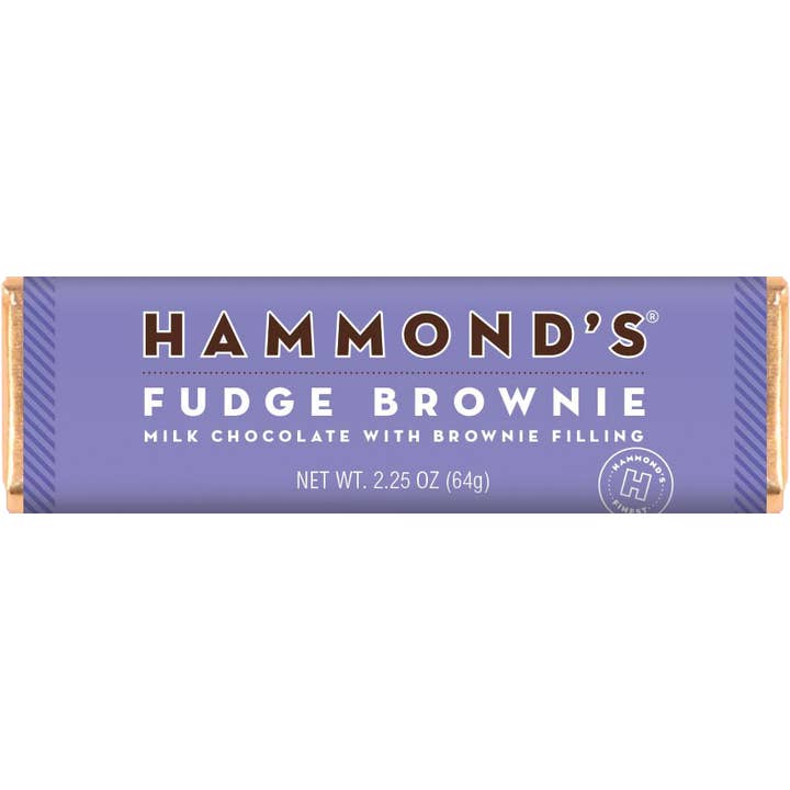 Hammond's Fudge Brownie Milk Chocolate Bar with brownie filling, 2.25 oz.