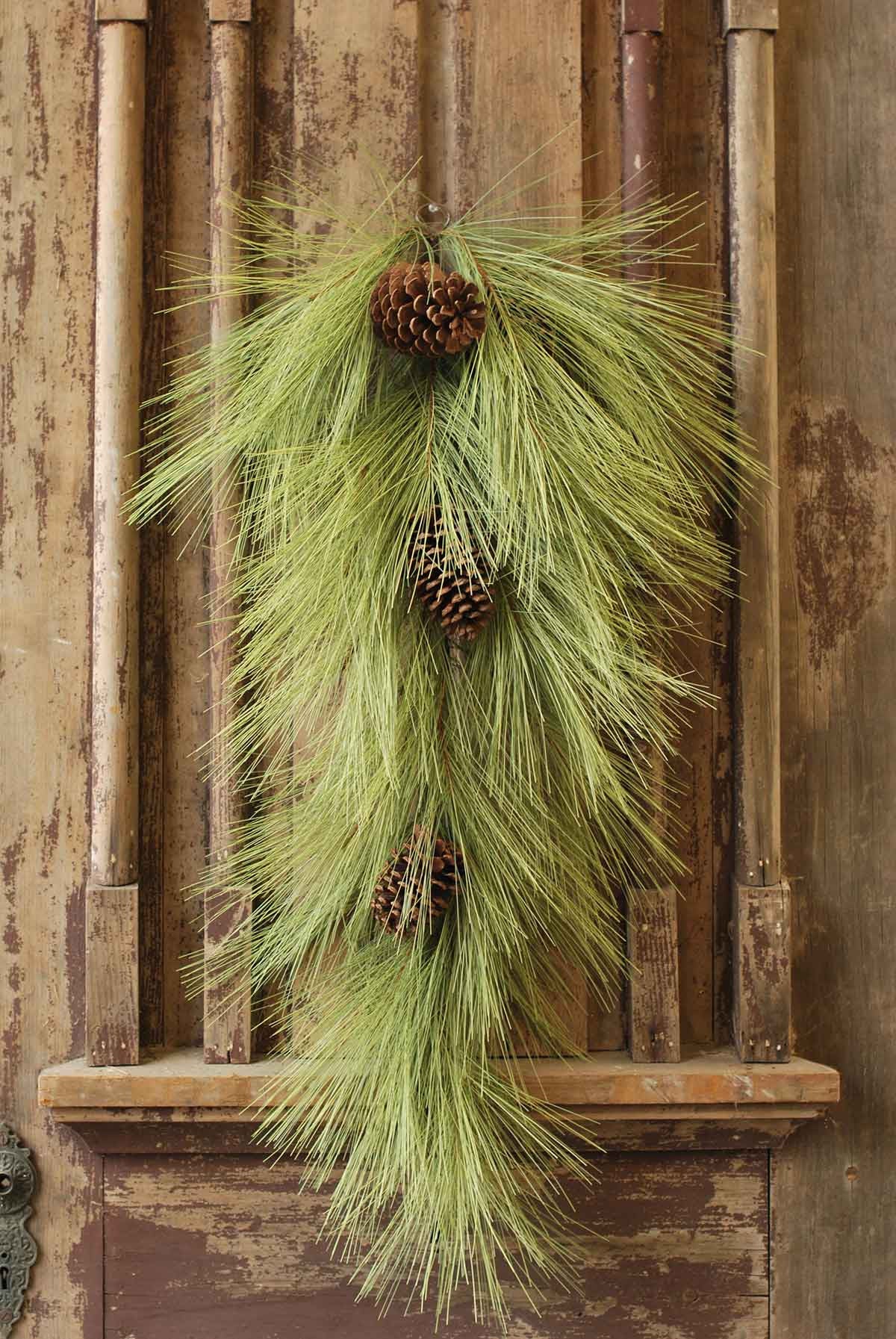 36-inch long needle pine swag with cone accent