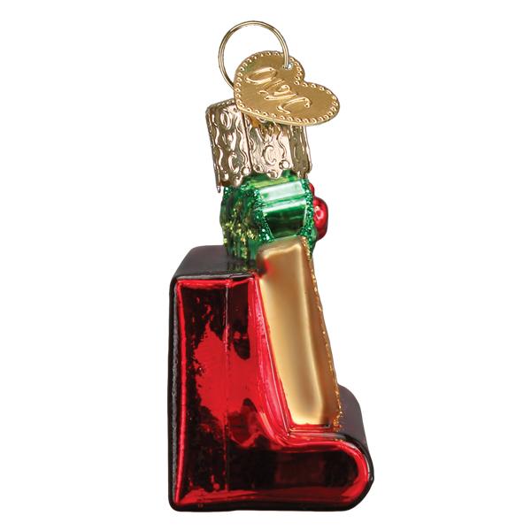 Joy ornament with a festive red finish featuring the word JOY in white lettering.