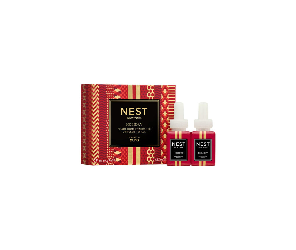 Pura Nest Holiday refill pods in a clear box with two .33 oz fragrance cartridges.
