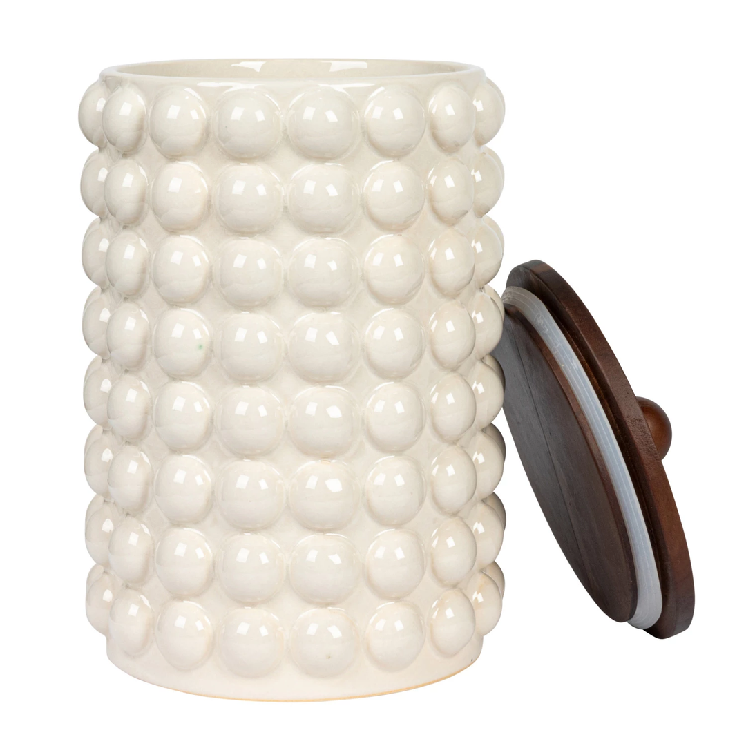 10.25" Stoneware Canister with Wood Lid