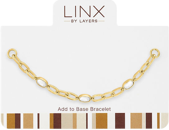 Gold White Opal oval LINX add-on charm with hypoallergenic finish