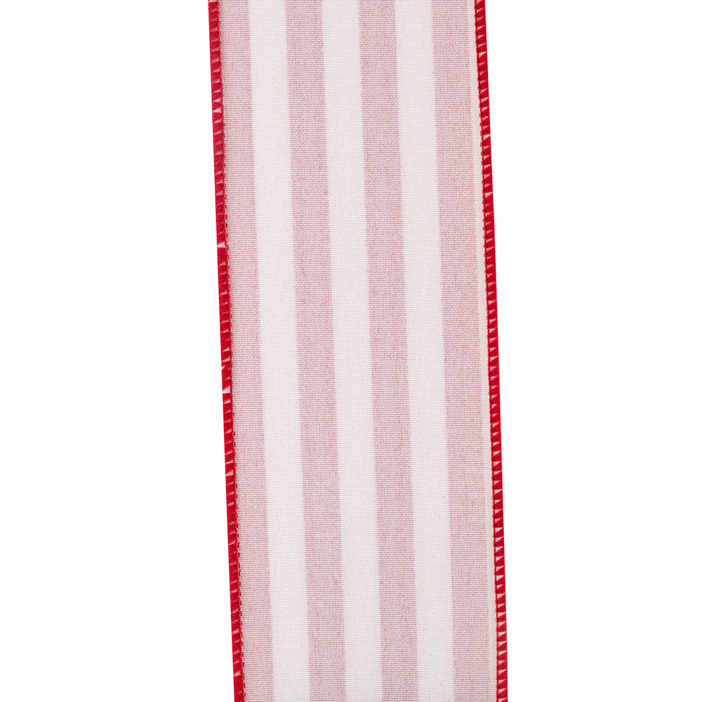 Striped Grande Velvet Sparkle Wired Edge Ribbon - Red/White