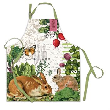 Chef apron in white cotton with adjustable neck strap and double D-rings.