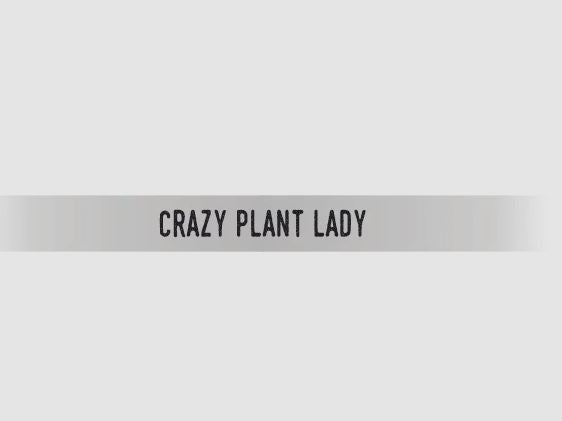 Silver band with black text that reads "CRAZY PLANT LADY".