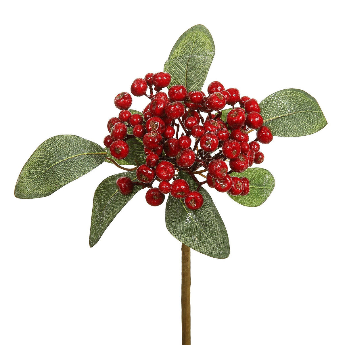 Shimmer Berry Cluster 11-inch stem with festive red berries and green leaves.
