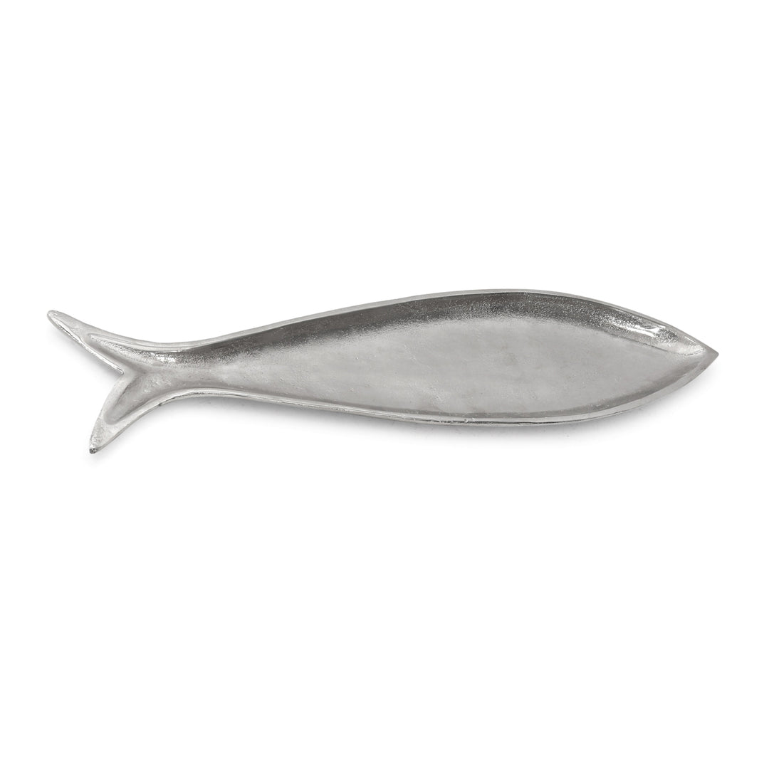 Rectangular aluminum fish platter measuring 23.5 inches long with a matte silver finish.