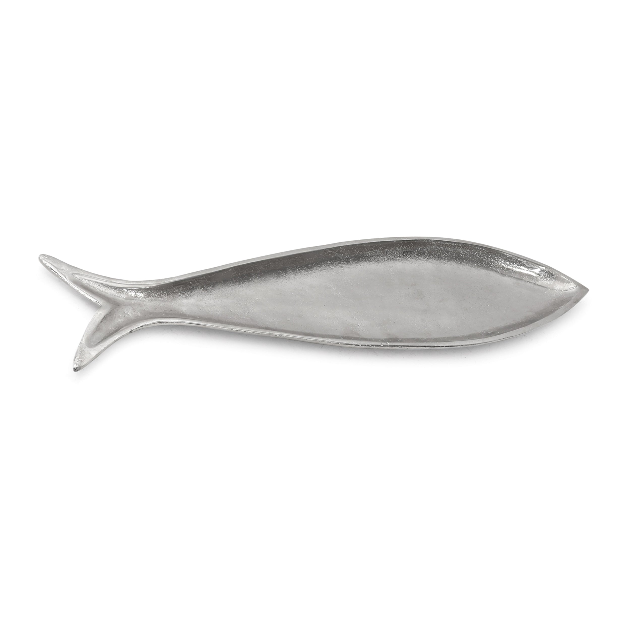 Rectangular aluminum fish platter measuring 23.5 inches long with a matte silver finish.