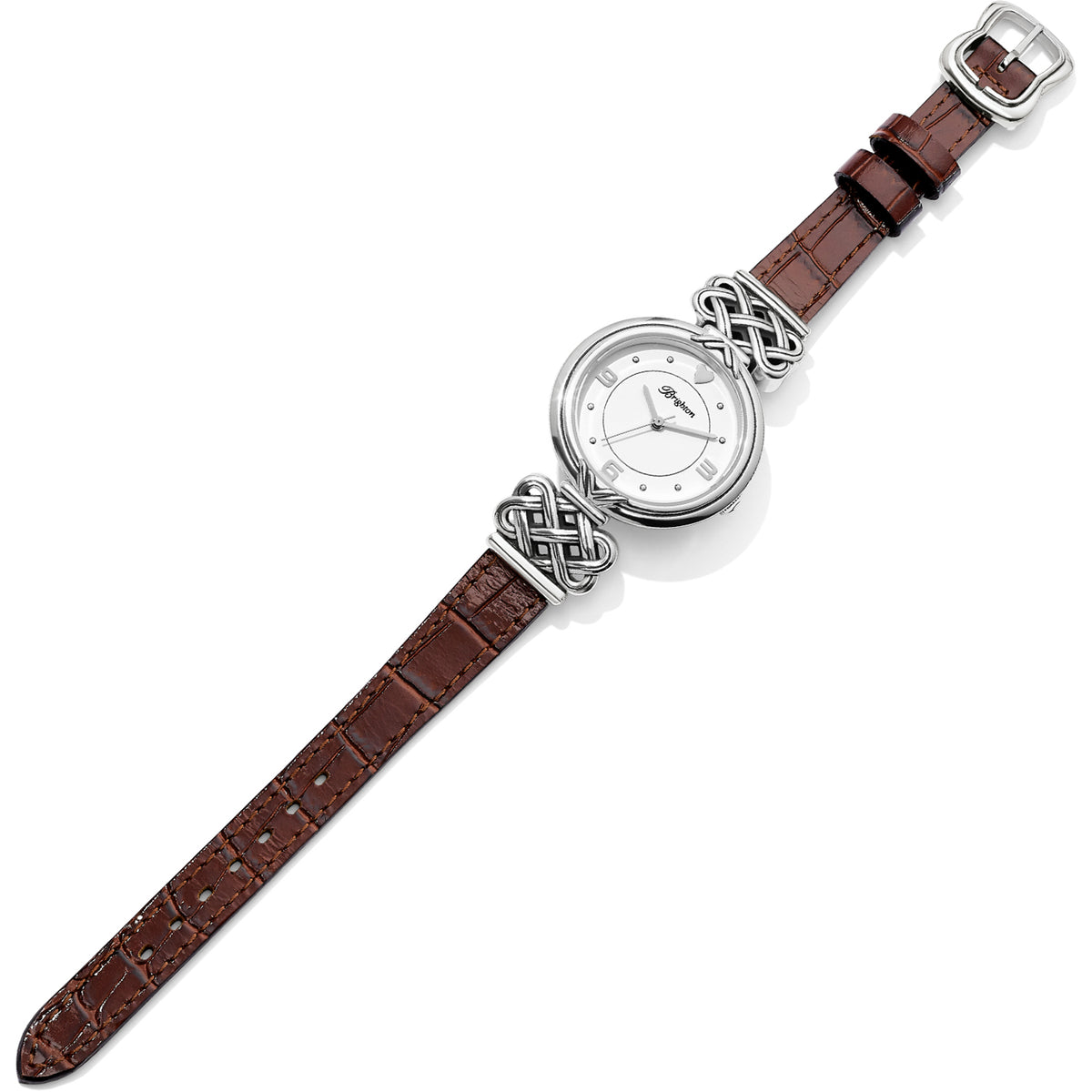 Reversible Galway watch with brown leather strap on black dial