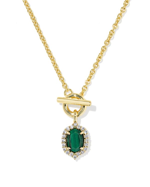kendra scott daphne crystal frame toggle necklace gold malachite 00