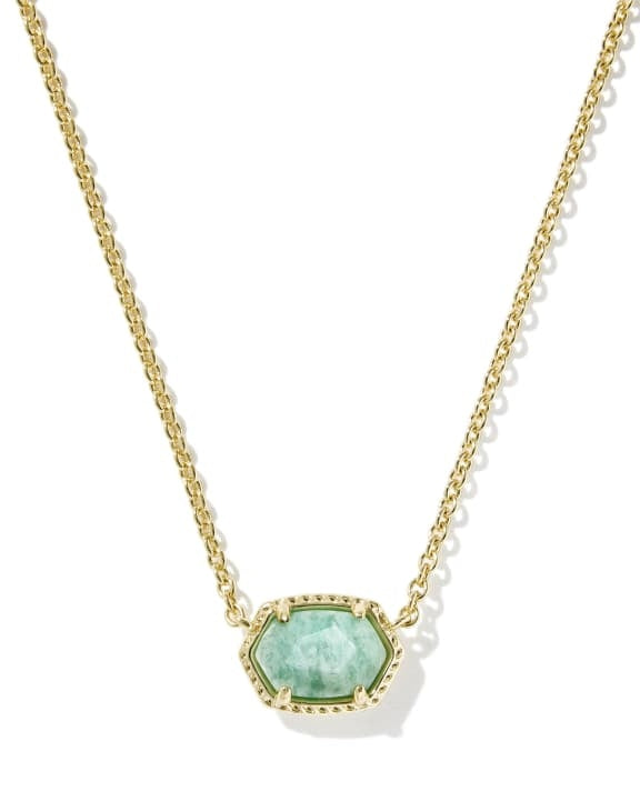 Daphne Frame Short pendant necklace in gold-tone metal with a rectangular frame silhouette and clear crystal accents.