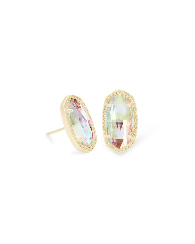 Gold dichroic glass Ellie stud earrings with an oval silhouette.