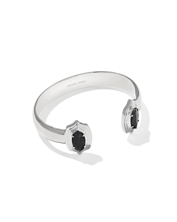 kendra scott elton stepped frame cuff bracelet rhodium legion blue glass over nude abalone 00