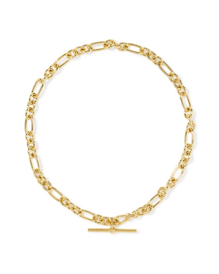 Gold Embry Link and Chain Necklace with a polished finish and toggle closure.