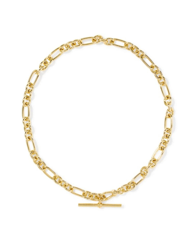 Gold Embry Link and Chain Necklace with a polished finish and toggle closure.