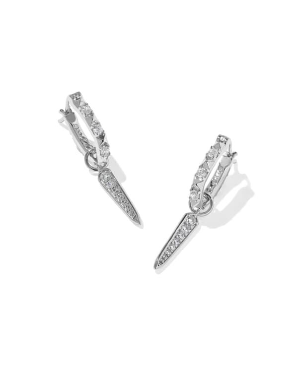 kendra scott fate charm huggie earrings rhodium white cz 00
