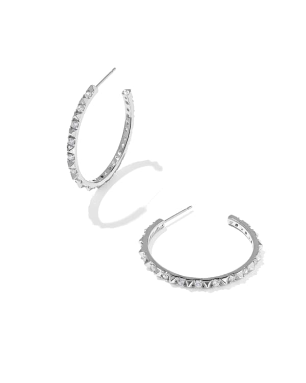 kendra scott fate hoop earrings rhodium white cz 00