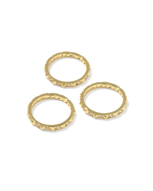 kendra scott fate ring set of 3 gold white cz 00