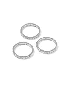 Fate Ring Set of 3 featuring rhodium-plated bands with white cubic zirconia accents.