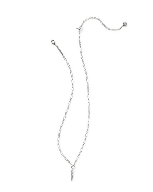 kendra scott fate short pendant necklace rhodium white cz 00