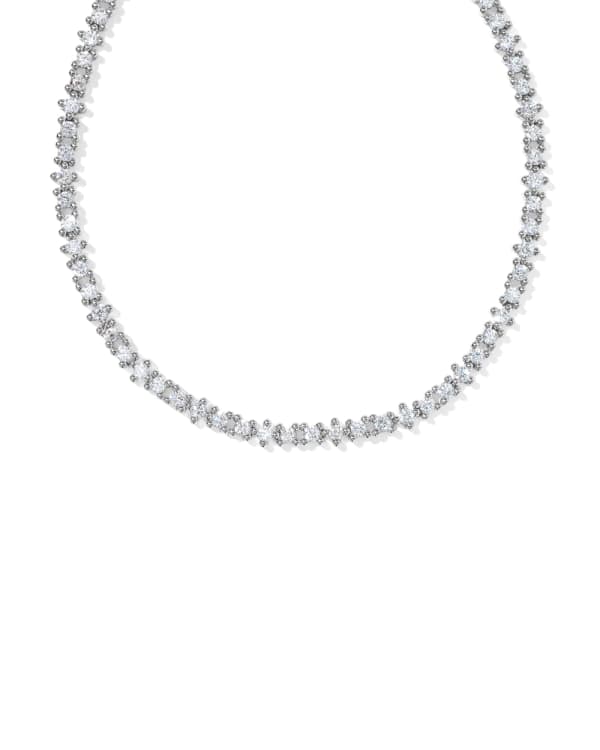 kendra scott fate tennis necklace rhodium white cz 00