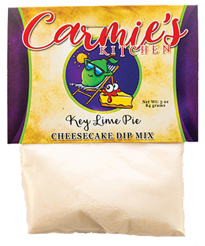White tub of Key Lime Pie Cheesecake Dip with lime-colored lid