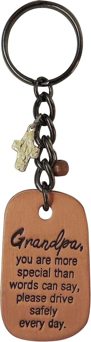 Silver-tone metal key ring with a rectangular tag displaying the Philippians 4:13 Bible verse.
