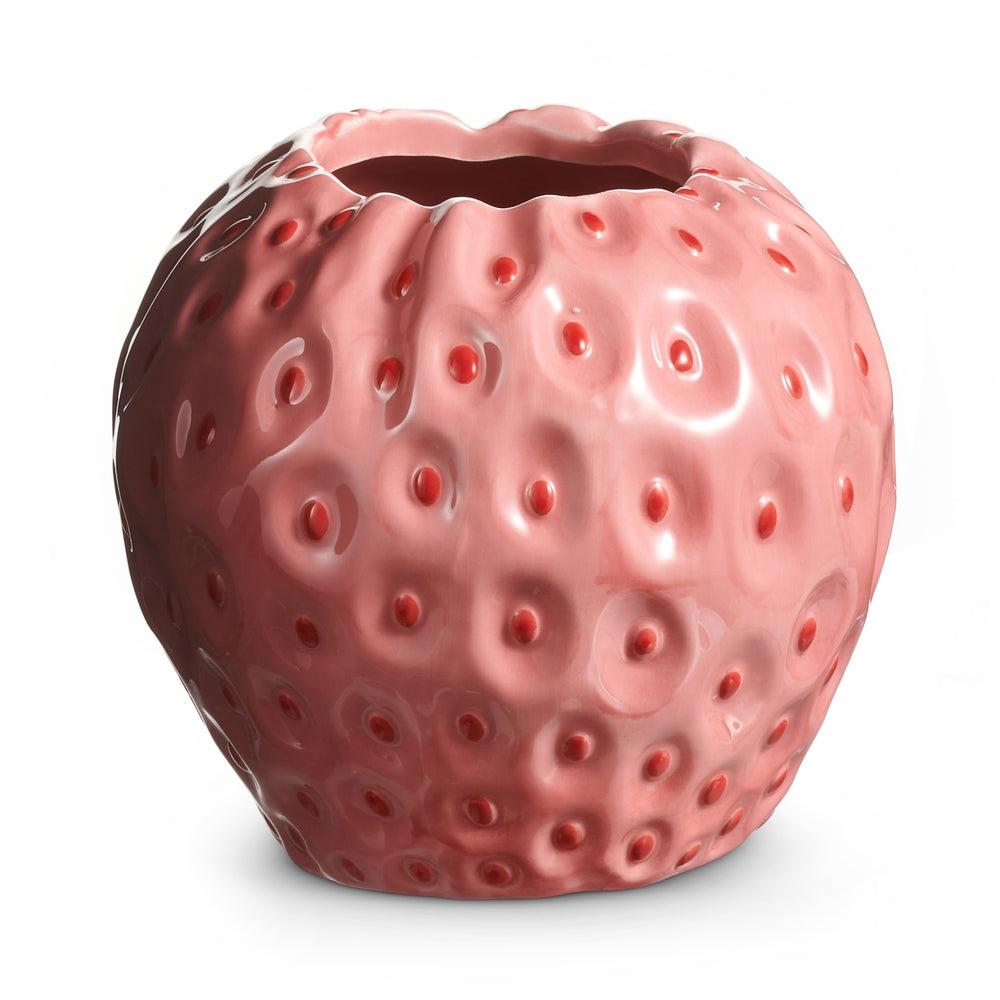 6-inch dolomite vase in strawberry red with a water-sealed finish.