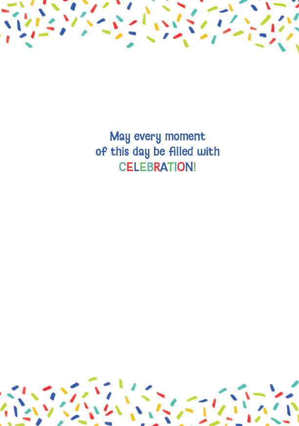 Birthday card with plaid cover featuring embossed text: Happy Birthday outside and May every moment be filled with celebration inside.